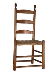 (19th C) OAK And MAPLE LADDER BACK CHAIR