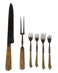 Four (18th C) CONTINENTAL BRASS & STEEL FORKS