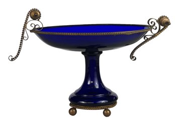 FRENCH VICTORIAN COBALT GLASS CENTERPIECE With ORMOLU MOUNTS