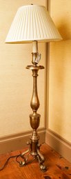 EXTREMELY HEAVY BRASS CANDLESTICK FLOOR LAMP
