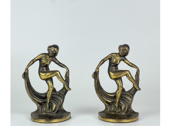 PAIR ART DECO DANCING LADY BOOKENDS
