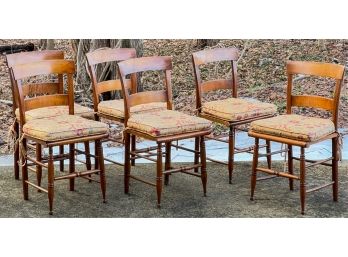 SET (6) (19th C) TIGER MAPLE SIDE CHAIRS