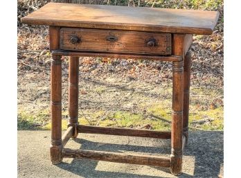 (1) DRAWER TAVERN TABLE W ETCHED DESIGN