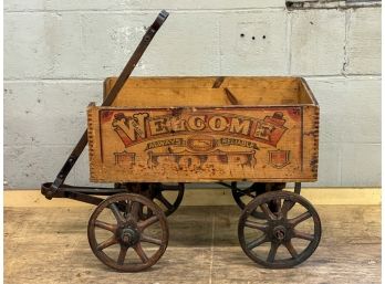 'WELCOME SOAP' CRATE CONVERTED TO CART