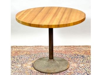 ICF NYC ROUND TOP TABLE w HOBNAIL CAST IRON BASE