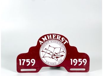 CIRCA 1959 AMHERST MA  LICENSE PLATE TOPPER