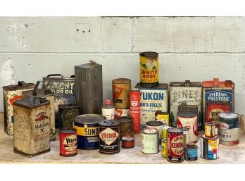 GROUP MOSTLY AUTOMOTIVE VINTAGE TINS