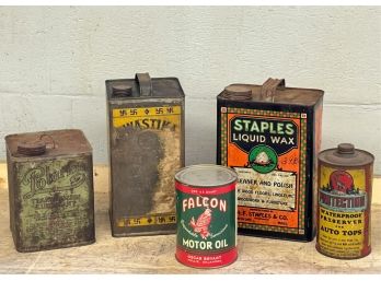 (5) VINTAGE AUTOMOTIVE TINS