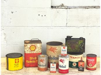 GROUPING OF SHELL, MOBIL & TEXACO TINS