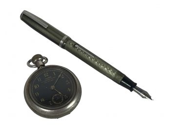 VINTAGE ESTERBROOK FOUNTAIN PEN & POCKET WATCH