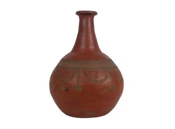 SLIP GLAZED EARTHENWARE BOTTLE VASE