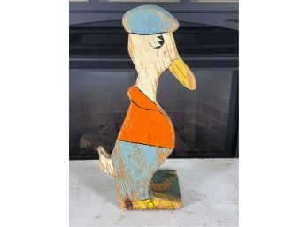 VINTAGE CARVED LITHO ANTHROPOMORPHIC DUCK FIGURE