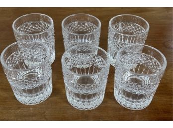 SET (6) CUT CRYSTAL VAL ST LAMBERT ROCKS GLASSES