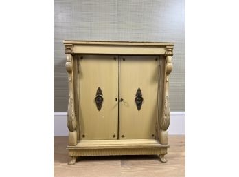 DECORATIVE FRENCH STYLE COMMODE w SWAN ACCENTS