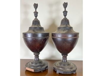PAIR (19th C) URN FORM KNIFE BOXES