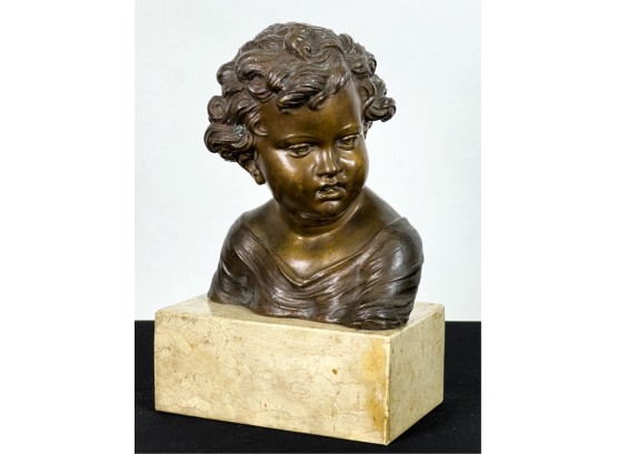 SIGNED BRONZE BUST OF A CHILD