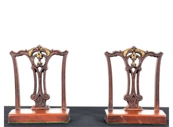 BRADLEY & HUBBARD CHIPPENDALE CHAIRBACK BOOKENDS