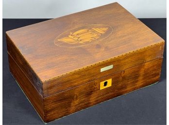 (19th C) INLAID MAHOGANY LAP DESK