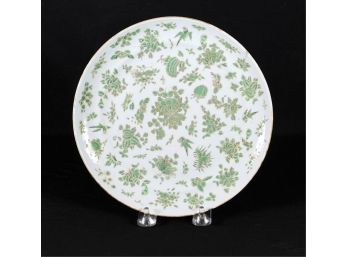 (19th C) CHINESE EXPORT DISH w FLORA & FAUNA