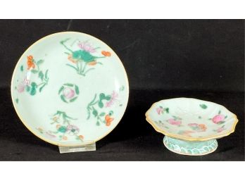 (2) SIGNED (19th C) CHINESE FAMILLE ROSE ITEMS