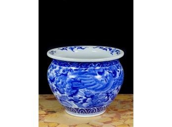 (19th C) CHINESE BLUE & WHITE JARDINIERE