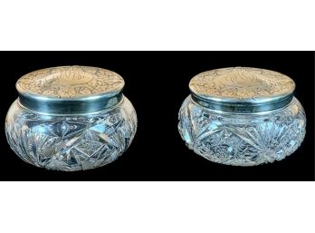 (2) DRESSER BOXES w ART NOUVEAU STERLING LIDS