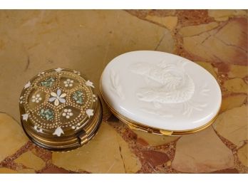 (2) BOXES: LIMOGES w KOI & ENAMELED