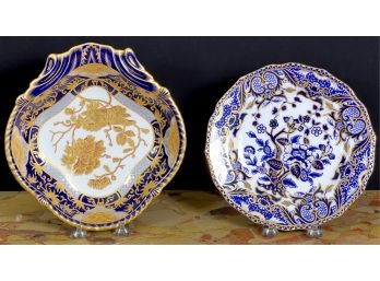 (2) PCS ROYAL CROWN DERBY: SHRIMP & CAKE DISH