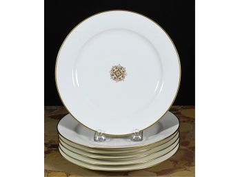 SET (6) DORE A SEVRES DESSERT PLATES w GOLD TRIM