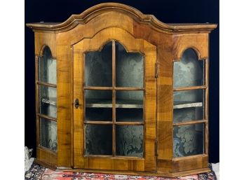 FRENCH PROVINCIAL WALNUT HANGING CURIO CABINET