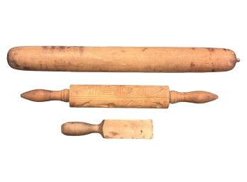 BUTTER MOLD ROLLING PIN and a HANDLELESS EXAMPLE