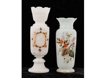 (2) VICTORIAN FROSTED GLASS VASES