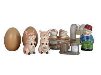 GROUPING OF FIGURAL SALT and PEPPER SHAKERS