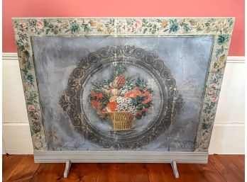 (19th c) WALL PAPERED FIREPLACE INSERT