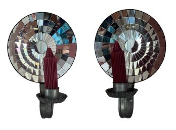PAIR OF COLONIAL REVIVAL MIRRORED SCONCES