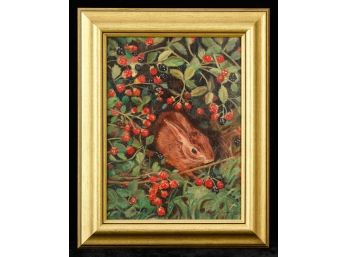 BUNNY in the RASBERRY BRAMBLES / OIL on CANVAS