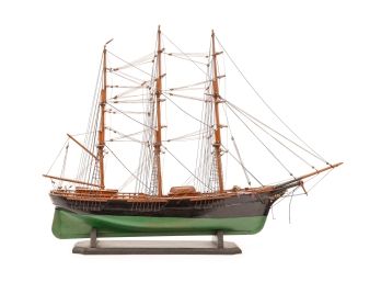 CARVED And PAINTED MODEL Of A THREE MASTED SHIP