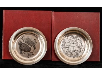 2) FRANKLIN MINT STERLING SILVER CHRISTMAS PLATES
