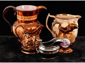 (5) COPPER LUSTER PITCHERS