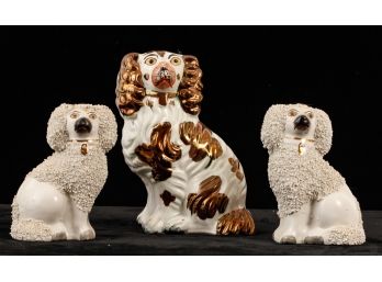 STAFFORDSHIRE COCKER SPANIEL &  PAIR of POODLES