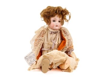 GERMAN BISQUE HEAD DOLL with COMPOSITON BODY