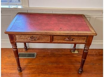 VICTORIAN OAK (2) DRAWER LIBRARY TABLE