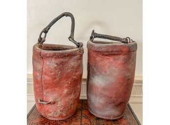 PAIR Of FISKE FAMILY (18th/19th C) LEATHER FIRE BUCKETS