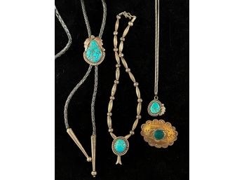 GROUPING of NATIVE AMERICAN TURQUOISE JEWELRY