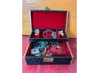 BOX of COSTUME JEWELRY and INTERESTING CURIOS