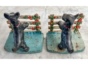 PAIR OF ANTIQUE CAST IRON SCOTTY DOG BOOKENDS