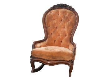 UPHOLSTERED VICTORIAN ROCKING CHAIR