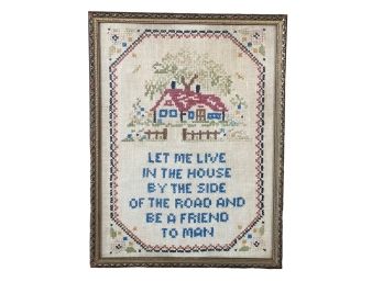 COLONIAL REVIVAL NEEDLEWORK with PROVERB