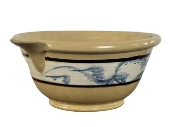 YELLOW WARE BATTER BOWL with BAND of BLUE SEAWEED