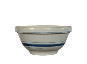 YELLOW WARE BOWL in BLUE BANDED WHITE GLAZE